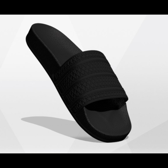 Women’s adilette slides— customized all black Women’s adilette slides— customized all black